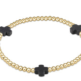 enewton - extends signature cross gold 3mm bead bracelet Charcoal - Gaines Jewelers