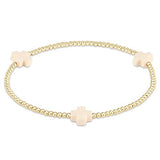 enewton - Signature Cross Gold Pattern 2mm Bead Bracelet Off White - Gaines Jewelers