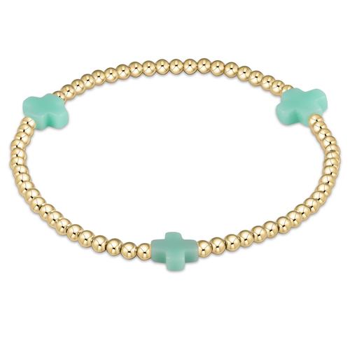 enewton - Signature Cross Mint Gold Pattern 3mm Bead Bracelet - Gaines Jewelers