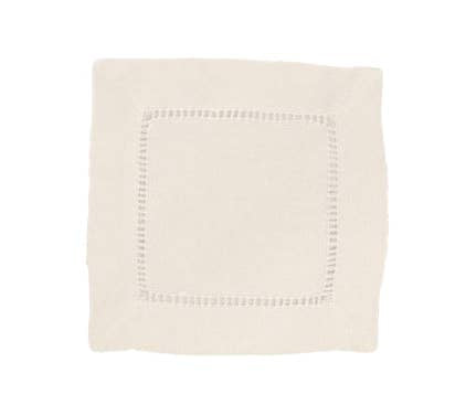 Fennco Styles - Beige Classic Hemstitch Linen Blend 6 - Inch Napkin Coaster - Gaines Jewelers