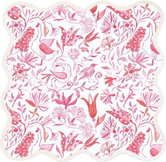 Fenwick Fields - Square Scalloped Placemat | Birds of Paradise - Pink (4 pack): 4 - Gaines Jewelers