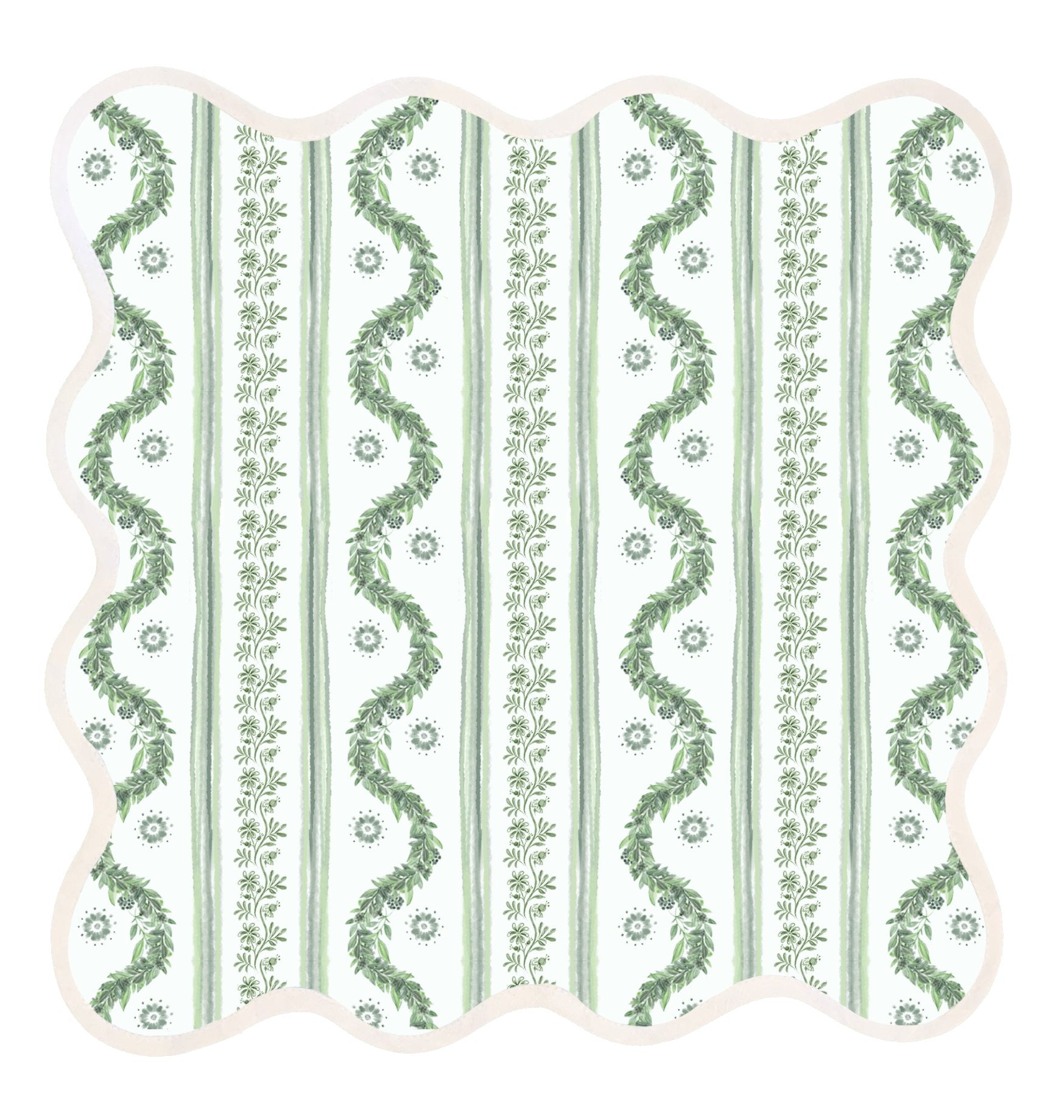 Fenwick Fields - Square Scalloped Placemat | Boxwood Garden Sage (4 pack): 4 - Gaines Jewelers