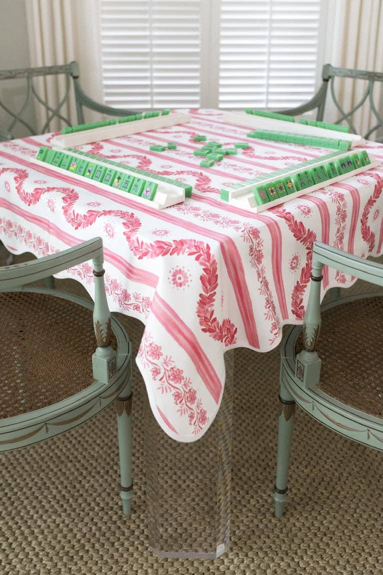 Fenwick Fields - WHOLESALE Scalloped Square Table Topper | Boxwood Garden Rose - Gaines Jewelers