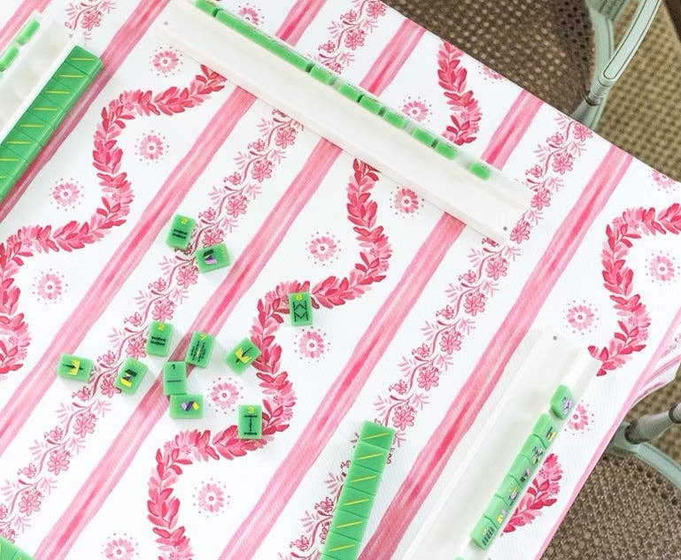 Fenwick Fields - WHOLESALE Scalloped Square Table Topper | Boxwood Garden Rose - Gaines Jewelers