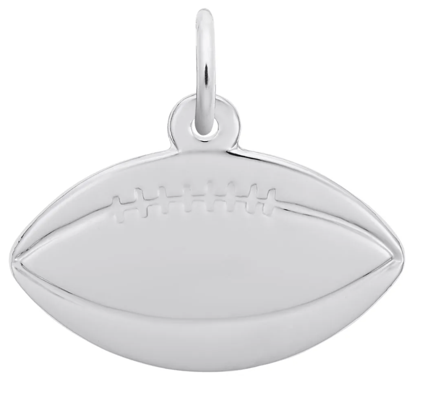 Flat Football Pendant Charm Sterling Sliver - Rembrandt Charms - Gaines Jewelers