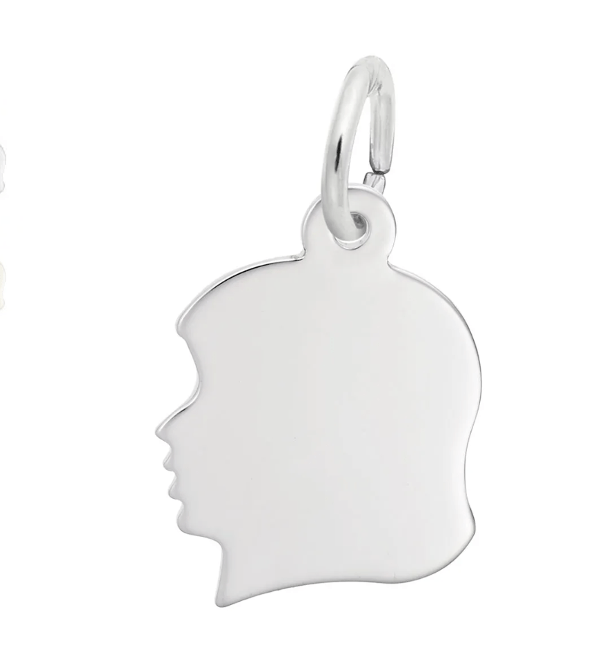 Flat Girls Head Charm - Sterling Silver - Rembrandt Charms - Gaines Jewelers
