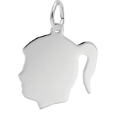 Flat Girls Head Charm - Sterling Silver - Rembrandt Charms - Gaines Jewelers