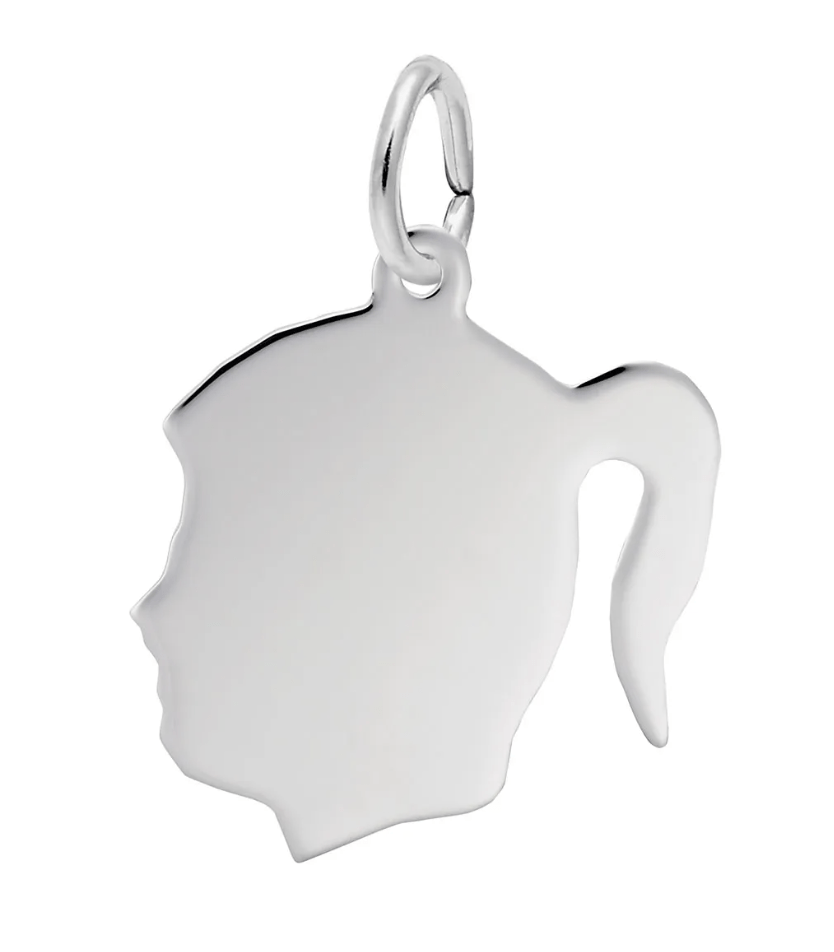 Flat Girls Head Charm - Sterling Silver - Rembrandt Charms - Gaines Jewelers