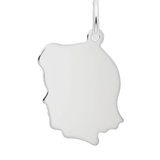 Flat Girls Head Medium Charm - Sterling Silver - Rembrandt Charms - Gaines Jewelers
