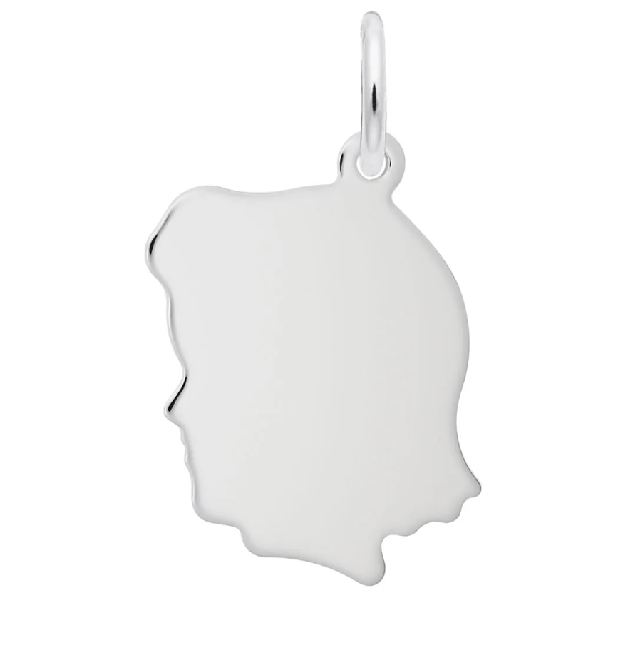 Flat Girls Head Medium Charm - Sterling Silver - Rembrandt Charms - Gaines Jewelers