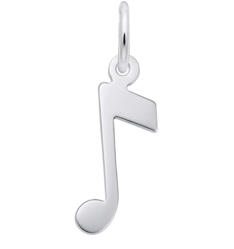 Flat Music Note Charm Sterling Silver - Rembrandt Charms - Gaines Jewelers