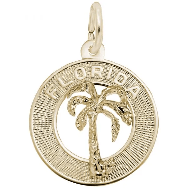 Florida Palm Tree Ring Charm - Gold Plated - Rembrandt Charms - Gaines Jewelers