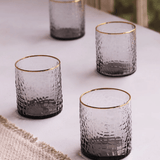 Glass Croc Double Old - Fashioned with Gold Rim Set of 4 (Smoke Grey) - Beatriz Ball - Gaines Jewelers