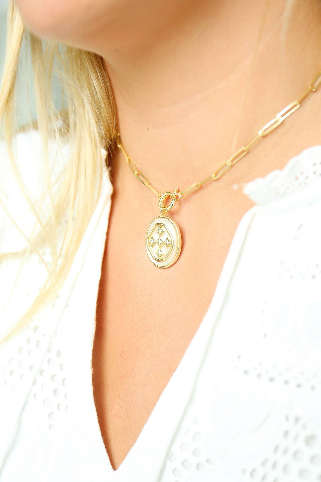 Gracewear Collection - Shield mother of pearl charm - Gaines Jewelers