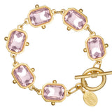Handcast Gold Collins Tennis Bracelet Light Pink Rectangle Crystal Bracelet - Gaines Jewelers