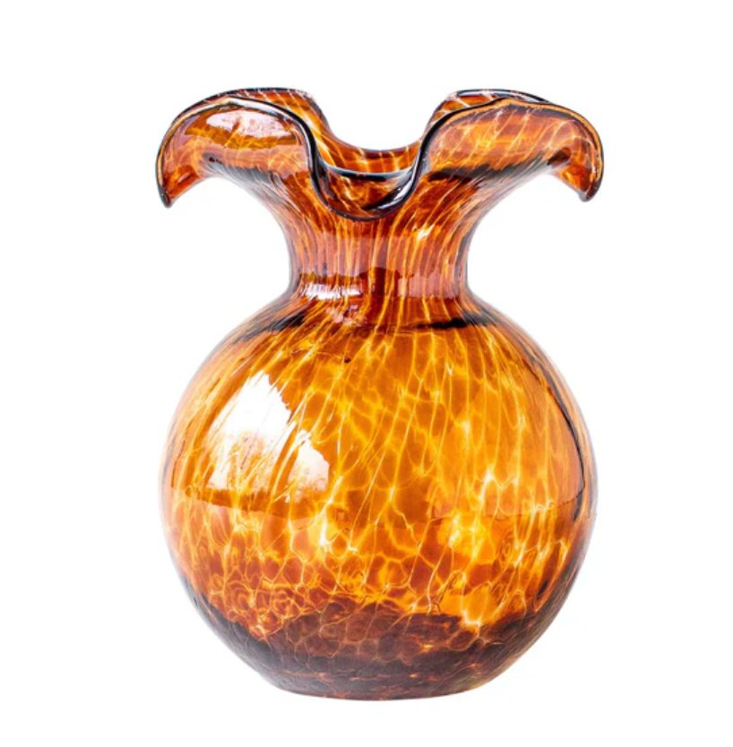 Hibiscus Glass Tortoiseshell Fluted Vase - Brown - Small - Vietri - Gaines Jewelers