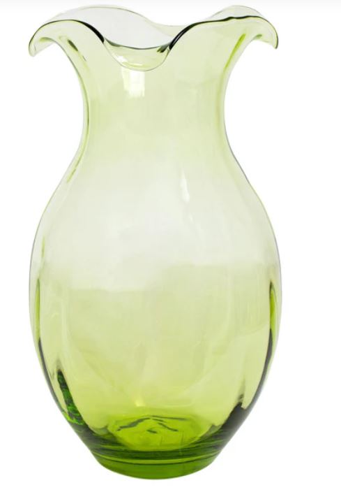 Hibiscus Glass Vertical Fluted Large Vase - Green - Vietri - Gaines Jewelers