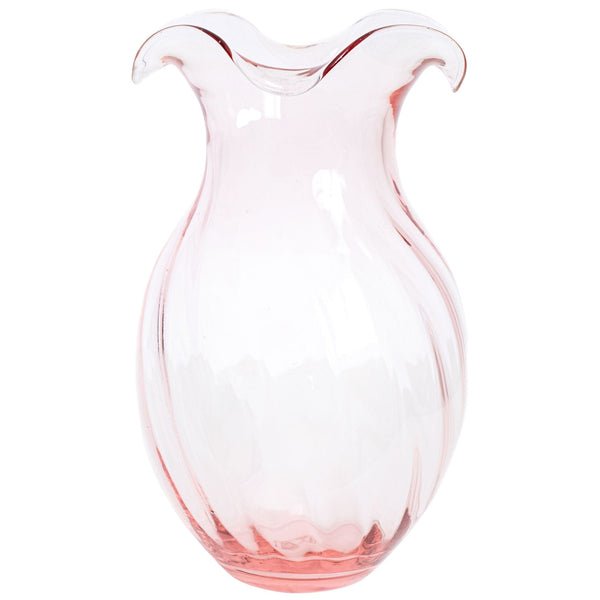 Hibiscus Glass Vertical Fluted Large Vase - pink - Vietri - Gaines Jewelers