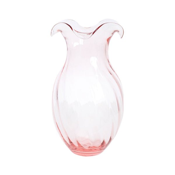 Hibiscus Glass Vertical Fluted Small Vase - Pink - Vietri - Gaines Jewelers