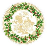 Holly Ceramic Ivory/Gold Dinner Plates - Caspari - Gaines Jewelers