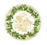 Holly Ceramic Ivory/Gold Salad/Dessert Plates - Caspari - Gaines Jewelers