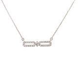 Infinity motif diamond necklace, bar style in 14kt white gold by Raymond Mazza - Gaines Jewelers