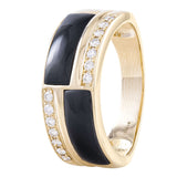 Inlaid black onyx & diamond ring band style 14kt yellow gold - Gaines Jewelers