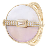 Inlaid mother - of - pearl ring with diamonds 14kt yellow gold - Gaines Jewelers
