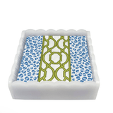 Knots And Spots White Scalloped Cocktail Napkin Box Set - Gaines Jewelers