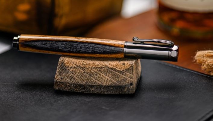 KY Bourbon Barrel Gun Metal Rollerball - Roots & Jones - Gaines Jewelers