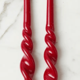 Lacquered Tall Twisted Taper Candles, Merlot, Set of 2 - Etu Home - Gaines Jewelers