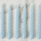 Lacquered Twisted Taper Candles, Denim, Set of 6 - Etu Home - Gaines Jewelers