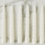 Lacquered Twisted Taper Candles, White, Set of 6 - Etu Home - Gaines Jewelers