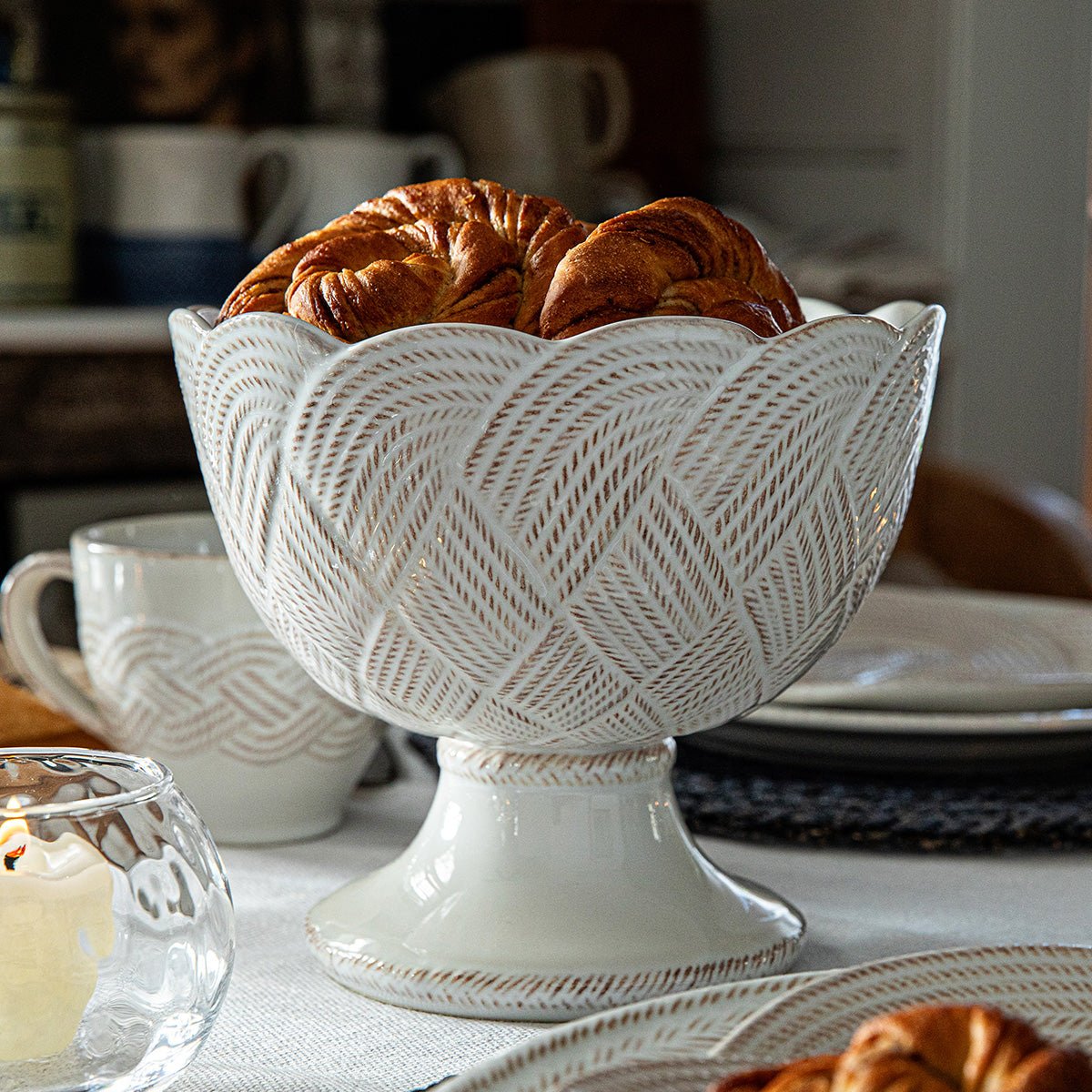 Le Panier Mystic Knot Footed Bowl - Whitewash - Juliska - Gaines Jewelers