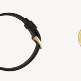 Lune Black Leather Watch in Gold - Gaines Jewelers