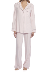 Luxe Milk Jersey Piped Pajama Set - Pink - Barefoot Dreams - Gaines Jewelers