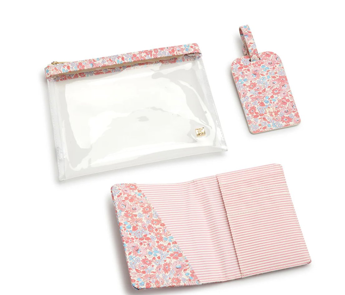 Luxe Saffiano 3 Piece Travel Set - Marseille with Pink Pinstripe - Trvl Design - Gaines Jewelers