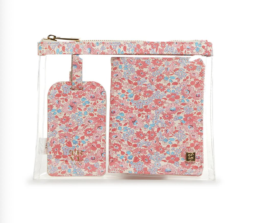 Luxe Saffiano 3 Piece Travel Set - Marseille with Pink Pinstripe - Trvl Design - Gaines Jewelers