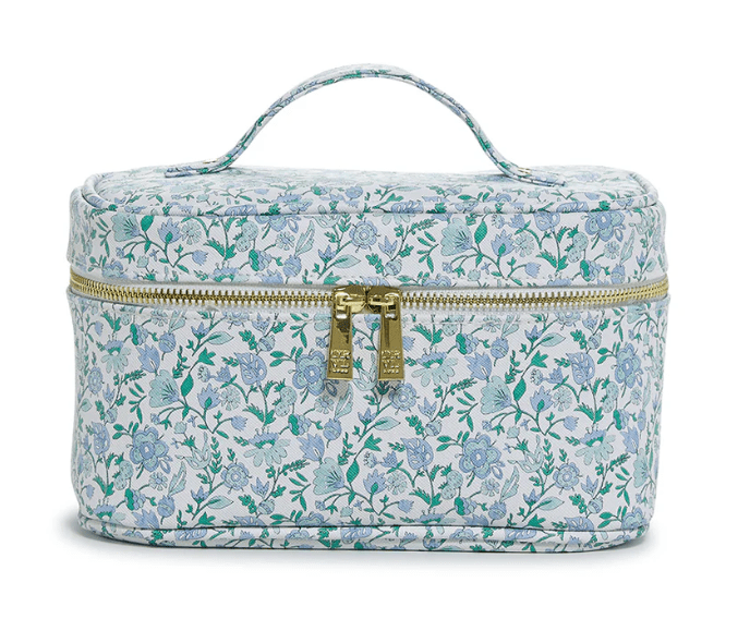 Luxe Train 2 - Cosmetic Case Hamptons Floral with Chambray Pinstripe Liner - TRVL Design - Gaines Jewelers
