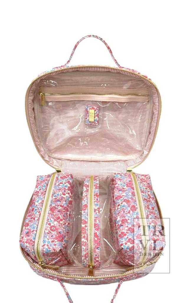 Luxe Travel 2 Cosmetic Case - Marseille with Pink Pinstripe Liner - Trvl Deisgn - Gaines Jewelers