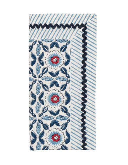 Majorelle Napkin in Red, White & Blue, Set of 4 - Kim Seybert - Gaines Jewelers