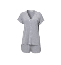 MC Soft Jersey Piped PJ Set - Moonbeam White - Barefoot Dreams - Gaines Jewelers
