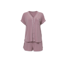 MC Soft Jersey Piped PJ Set - Teaberry & White - Barefoot Dreams - Gaines Jewelers