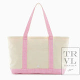 Medium Tote - Coated Canvas Gingham Pink Trim - TRVL Design - Gaines Jewelers