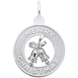 Merry Christmas Bells Disc Charm - Sterling Silver - Rembrandt Charms - Gaines Jewelers