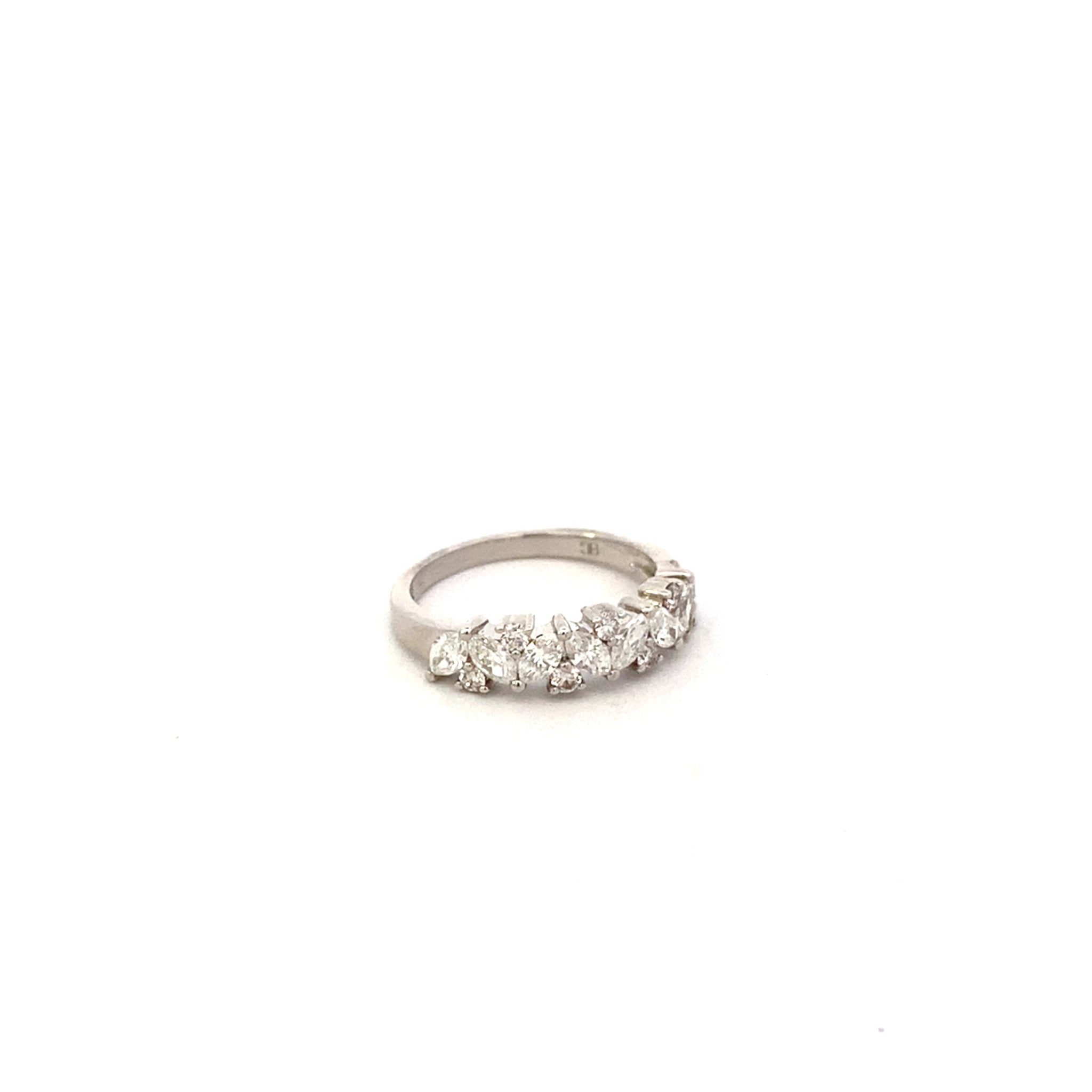 Natural Diamond Anniversary Ring various cuts 14kt wg - Gaines Jewelers