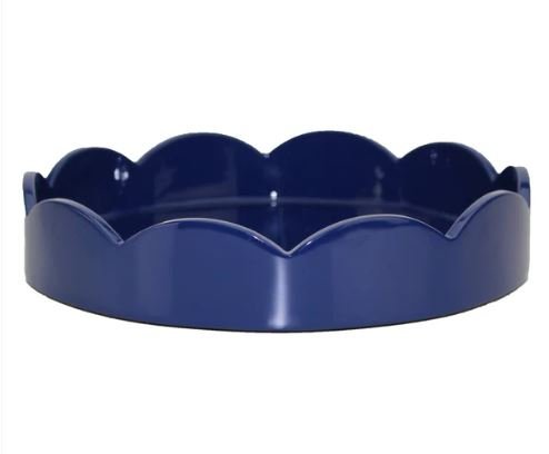 Navy Blue Small Scallop Round Tray - Addison Ross - Gaines Jewelers