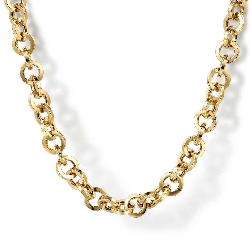 Necklace 14K Yellow Gold Round Link Chain Necklace * Contemporary Collection 17" - Gaines Jewelers