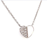 Necklace- 14kt wg pendant diamond 14=.08 heart half diamond white gold - Gaines Jewelers