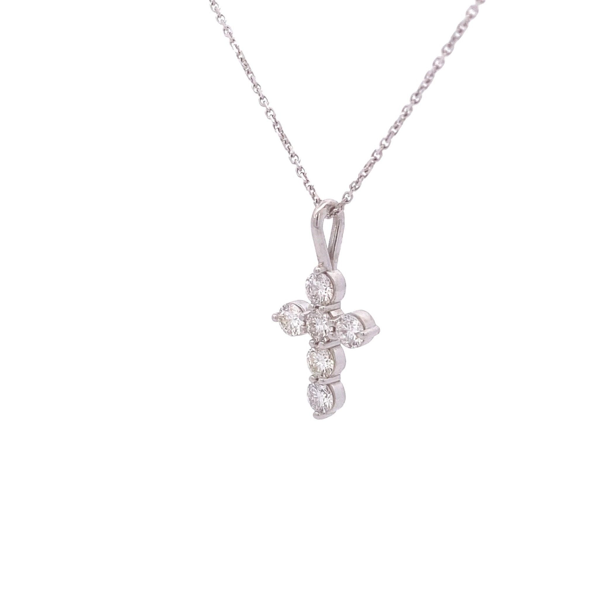 Necklace 14kt white gold Diamond Cross Pendant .60ct - Gaines Jewelers